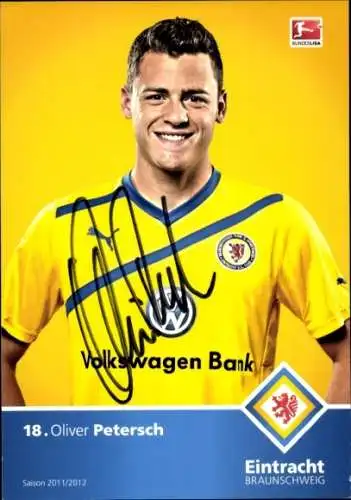 Autogrammkarte Fußballer Oliver Petersch, Eintracht Braunschweig, Autogramm