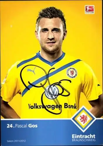 Autogrammkarte Fußballer Pascal Gos, Eintracht Braunschweig, Autogramm