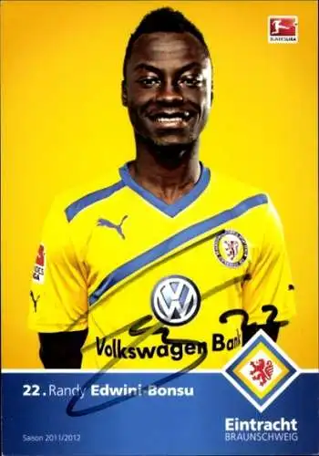 Autogrammkarte Fußballer Randy Edwini Bonsu, Eintracht Braunschweig, Autogramm