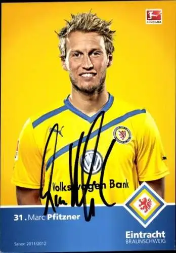 Autogrammkarte Fußballer Marc Pfitzner, Eintracht Braunschweig, Autogramm