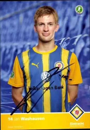 Autogrammkarte Fußballer Jan Washausen, Eintracht Braunschweig, Autogramm