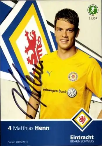 Autogrammkarte Fußballer Matthias Henn, Eintracht Braunschweig, Autogramm