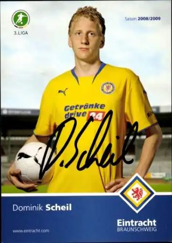 Autogrammkarte Fußballer Dominik Scheil, Eintracht Braunschweig, Autogramm