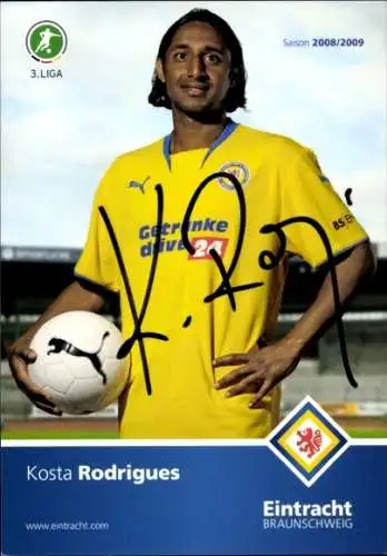 Autogrammkarte Fußballer Kosta Rodrigues, Eintracht Braunschweig, Autogramm