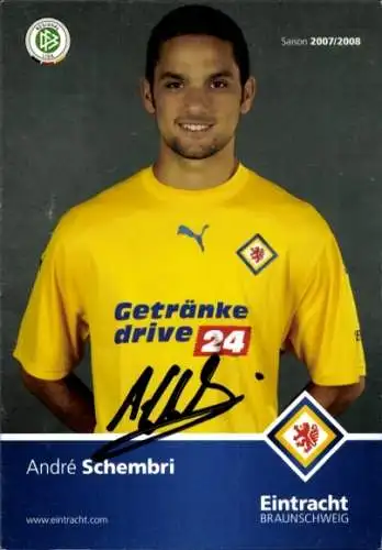 Autogrammkarte Fußballer André Schembri, Eintracht Braunschweig, Autogramm