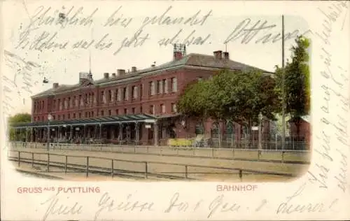 Ak Plattling in Niederbayern, Bahnhof Gleisseite