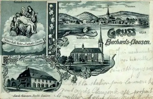 Mondschein Litho Eberhards Clausen Eberhardsklausen Klausen Eifel, Wallfahrtskirche, Gnadenbild