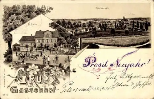 Litho Blankenrath Rheinland Pfalz, Gassenhof, Bes. D. Gass, Panorama