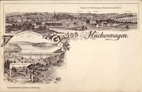 Litho Hückeswagen im Oberbergischen Kreis, Anlagen des Verschönerungsvereins, Talsperre