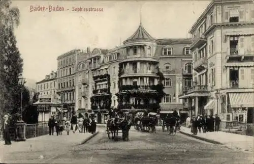 Ak Baden Baden im Stadtkreis Baden Württemberg, Sophienstraße, Straßenverkehr