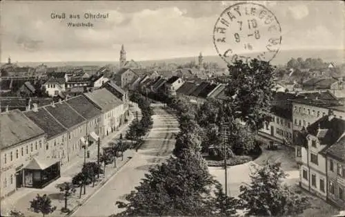 Ak Ohrdruf Thüringen, Waldstraße aus der Vogelschau, Restaurant zum Erbprinzen