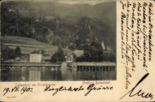 Ak Sattendorf Treffen am Ossiacher See Kärnten,  Nindler's Badeanstalt