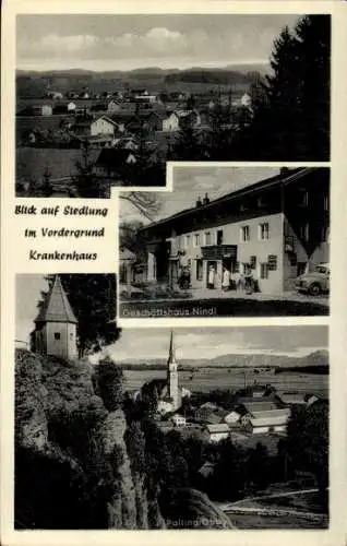 Ak Palling in Oberbayern, Siedlung, Krankenhaus, Geschäftshaus Nindl