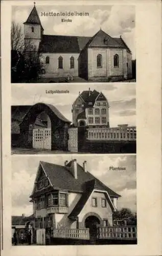 Ak Hettenleidelheim in der Pfalz, Kirche, Luitpoldschule, Pfarrhaus