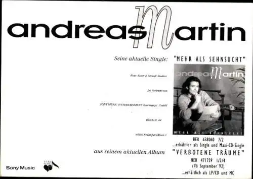 Ak Sänger Andreas Martin, Portrait, Autogramm