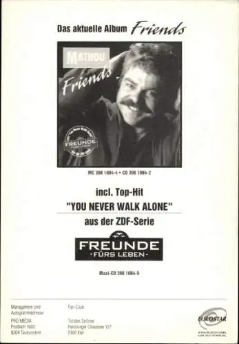 Foto Sänger Mathou, Album Friends, Portrait, Autogramm