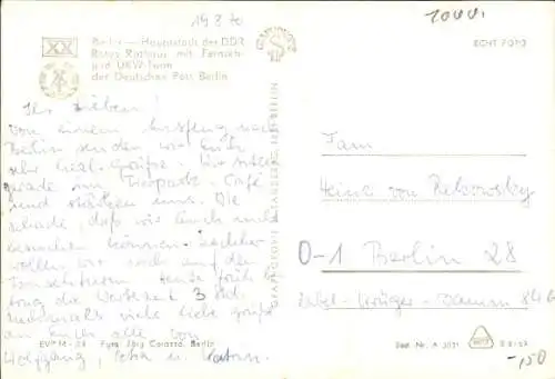 Ak Berlin Mitte, Alexanderplatz, Rotes Rathaus, Fernsehturm