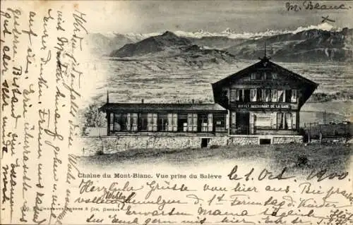 Ak Salève Haute Savoie, Bergsicht, Haus, Mont Blanc, sender M. Beauc, Grüße