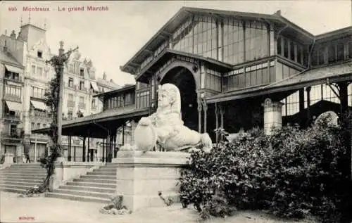 Ak Montreux Kanton Waadt Schweiz, Markthalle