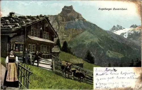 Ak Engelberg Kt. Bern, Engelberger Bauernhaus, Alpen