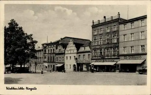 Ak Wrocław Breslau Schlesien, Vorderansicht der Ringseite, Gebäude, Geschäfte, Wolken, Menschen