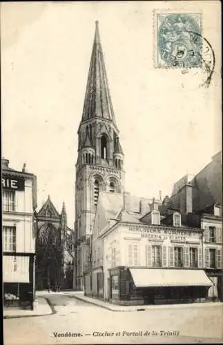 Ak Vendôme Loir et Cher, Clocher, Portal der Trinité, Horlogerie, Bijouterie, Geschäft Clayes