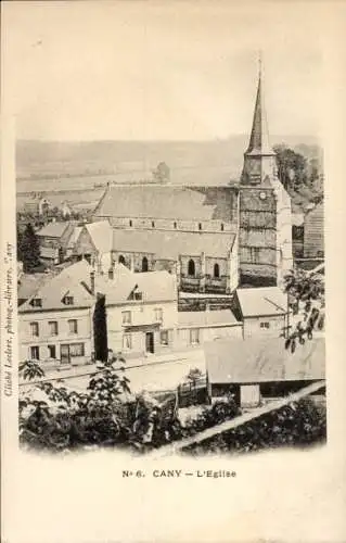 Ak Cany Seine Maritime, Kirche, Gebäude, Landschaft, Historische Architektur, Cany