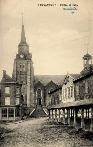 Ak Foucarmont Seine Maritime, Kirche, Markthalle
