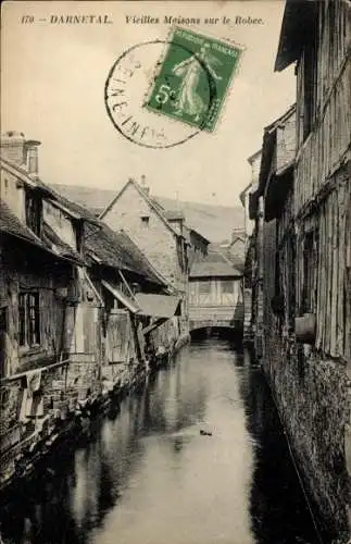 Ak Darnétal Seine Maritime, Vieilles Maisons sur le Robec