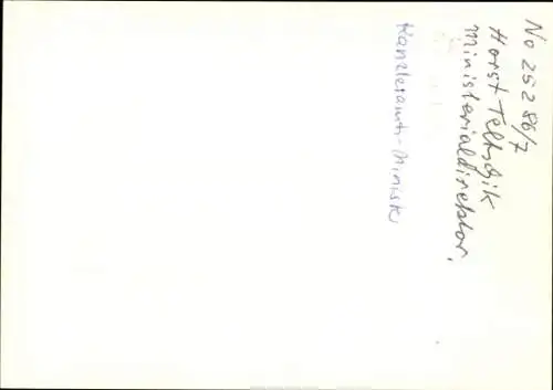 Foto Politiker Horst Teltschik, Autogramm