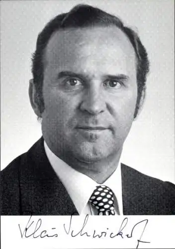 Foto Politiker Klaus Schwickert, Oberbürgermeister der Stadt Bielefeld, Autogramm