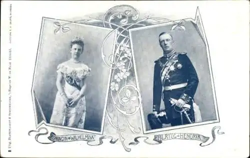 Ak Königin Wilhelmina der Niederlande, Prinz Hendrik, Herzog von Mecklenburg Schwerin