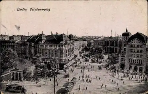 Ak Berlin Tiergarten, Potsdamer Platz, Straßenbahnen