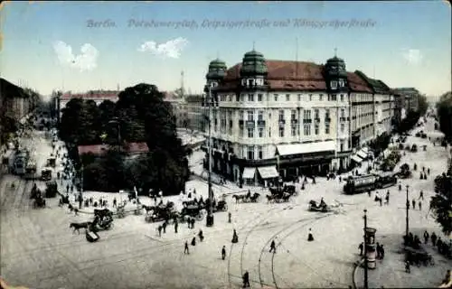 Ak Berlin Tiergarten, Potsdamer Platz, Leipziger Straße, Königgrätzer Straße