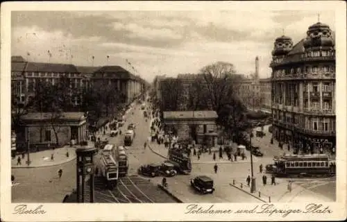 Ak Berlin, Potsdamer Platz und Leipziger Platz, Straßenbahn
