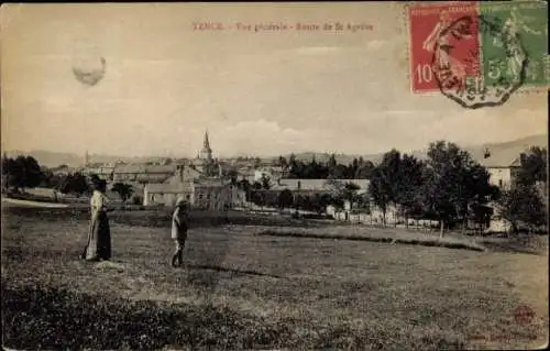 Ak Tence Haute Loire, Schöne Landschaft, Historische Gebäude, Sender: Sabot, Empfänger: M. H. ...