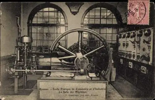 Ak Roanne Loire, Industrie, Maschinenraum, historische Schule, Postkarte