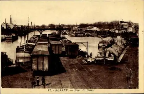 Ak Roanne Loire, Kanalhafen