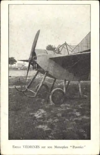 CPA Emile Vedrines, Monoplan Ponnier