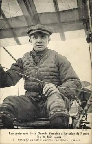 CPA Les Aviateurs de la Grande Semaine d'Aviation de Rouen 1910, Chavez