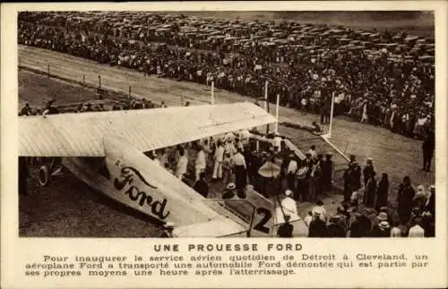 CPA Une Prouesse Ford, Pour inaugurer le service aérien quotidien de Détroit à Cleveland