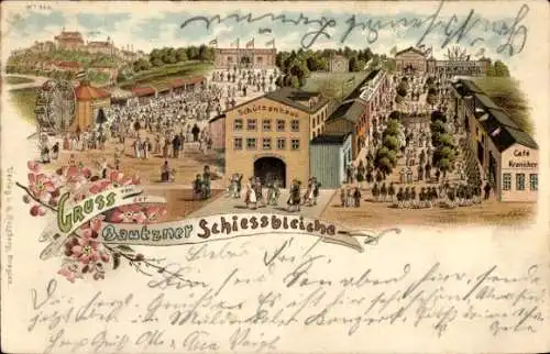Ak Bautzen in der Oberlausitz, Schützenhaus, Festplatz, Menschenmenge, Gartenlokal, Blumen