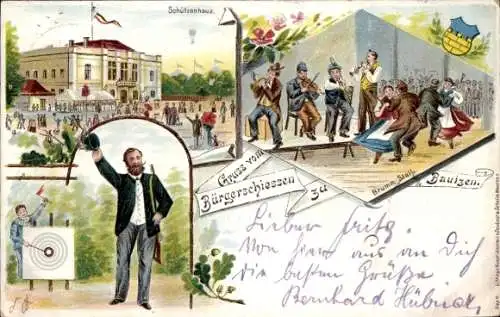Ak Bautzen in der Oberlausitz, Schützenhaus, Bürgerschiessen, Festlichkeiten, Tanz, Schießsport