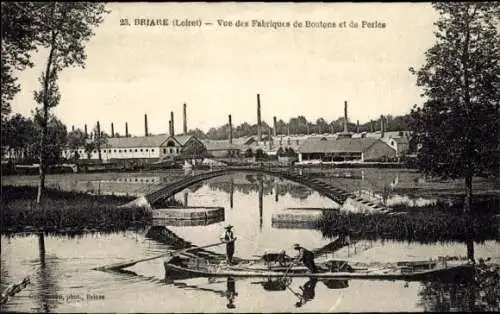 Ak Briare Loiret, Blick auf die Knopf- und Perlenfabriken