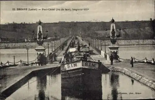 Ak Briare Loiret, Pont-Canal mit Booten, Brücke, Wasserstraße, Landschaft