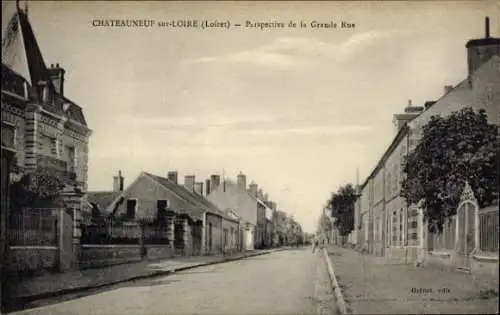 CPA Châteauneuf-sur-Loire Loiret, Perspective de la Grande Rue