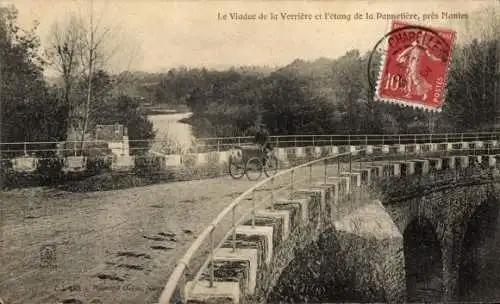 Ak Nantes Loire Atlantique, Viadukt, Radfahrer, Fluss, Landschaft