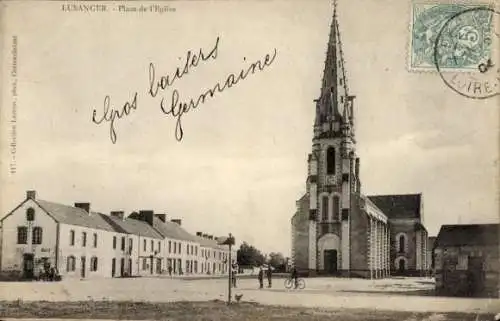 Ak Lusanger Loire-Atlantique, Place de l'Eglise, Kirche
