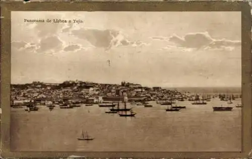 Ak Lisboa Lissabon Portugal, Panorama  Tejo, Schiffe im Hafen
