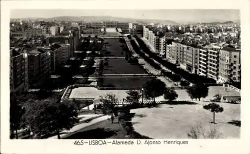 Ak Lisboa Lissabon Portugal, Alameda D. Afonso Henriques, schwarz-weiß, städtische Landschaft, Ge